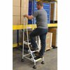 Vestil 63.4375 H Steel Commercial Spring Loaded Rolling Ladder, 3 Steps LAD-3-W